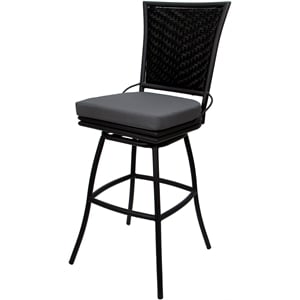 Afuera Living Indoor Outdoor Metal Bar Stool with Gray Seat and Black Frame