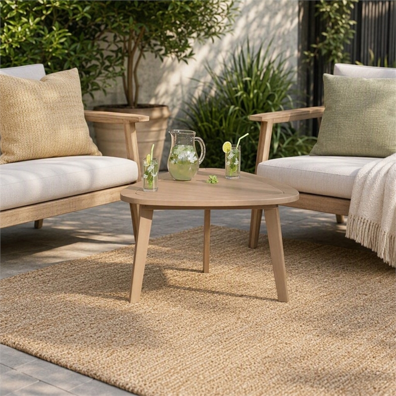 Afuera Living Acacia Wood Patio End Table with Natural Finish