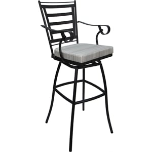 Afuera Living 30&quot Swivel Outdoor Bar Stool with Arms in Cream Fabric