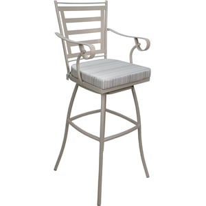 Afuera Living 30&quot Swivel Outdoor Bar Stool with Arms in Cream Fabric