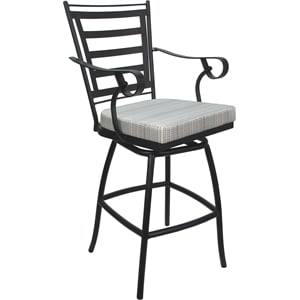 Afuera Living 26&quot Swivel Counter Stool with Arms in Cream Fabric