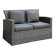 Afuera Living Aluminum and Rattan Patio Loveseat in Grey