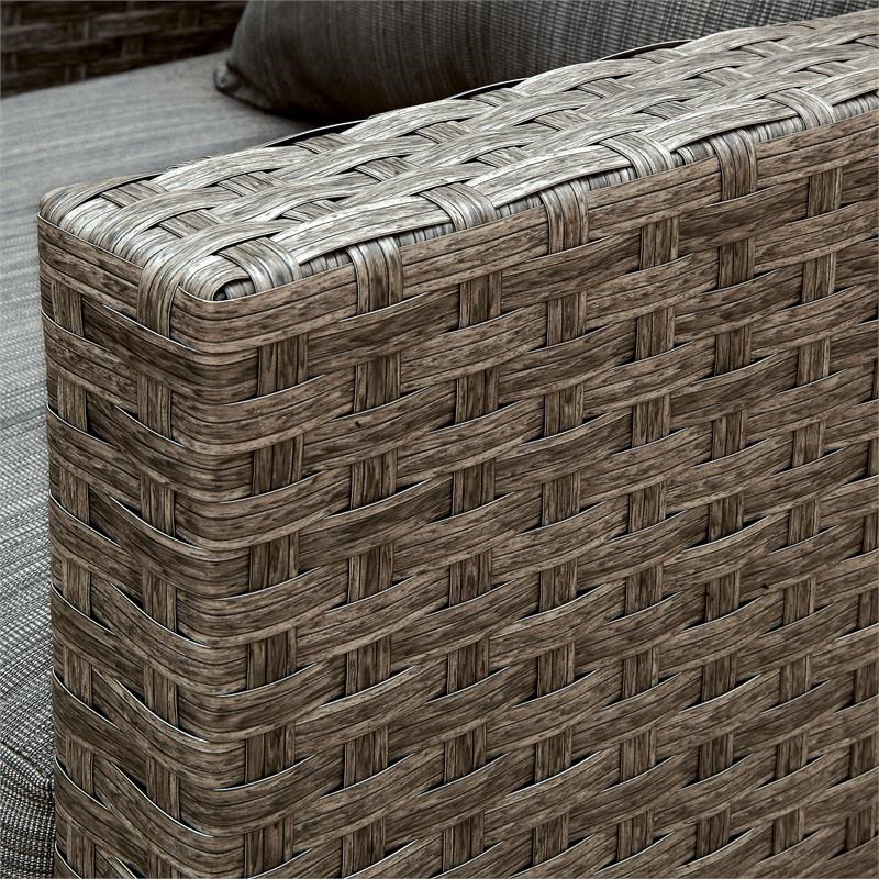 Afuera Living Aluminum and Rattan Patio Loveseat in Grey