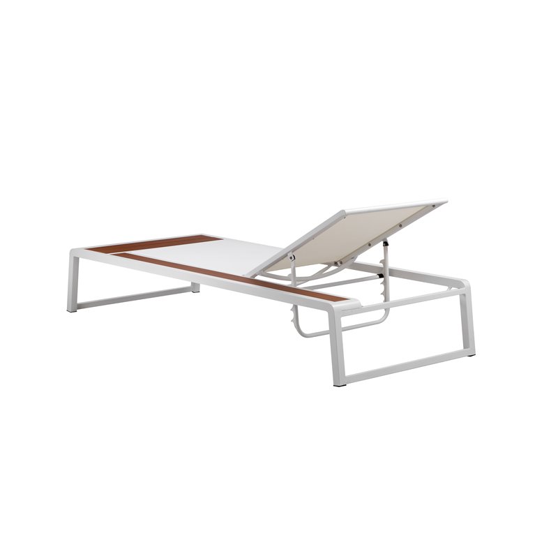 Afuera Living Avra Aluminum Patio Lounger Set in White with Rear Wheels