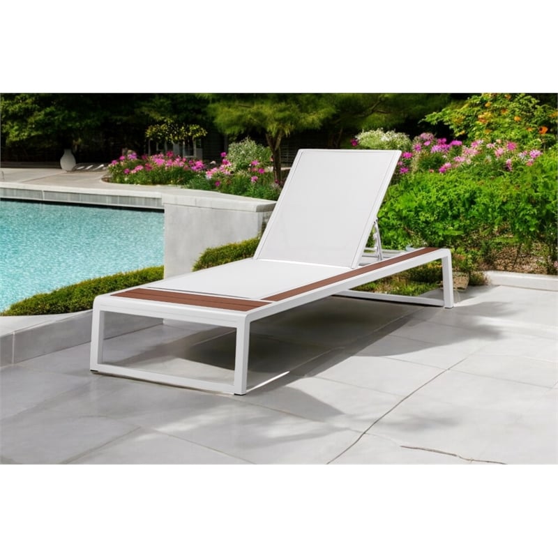 Afuera Living Avra Aluminum Patio Lounger Set in White with Rear Wheels
