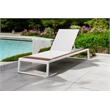 Afuera Living Avra Aluminum Patio Lounger Set in White with Rear Wheels