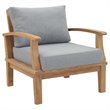 Afuera Living 2-Piece Solid Teak Patio Sectional Sofa Set in Natural Gray