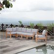 Afuera Living 2-Piece Solid Teak Patio Sectional Sofa Set in Natural Gray