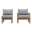 Afuera Living 2-Piece Solid Teak Patio Sectional Sofa Set in Natural Gray