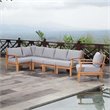Afuera Living 6-Piece Teak Patio Sectional Sofa Set in Natural/Gray
