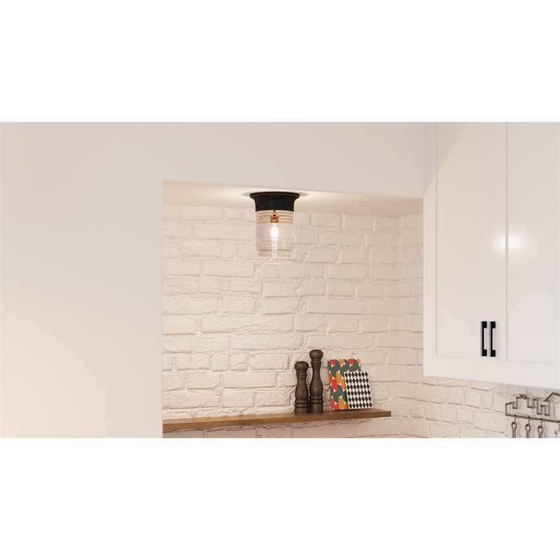 Afuera Living Jelly Jar Ceiling Light with Ribbed Glass in Oil-Rubbed Bronze