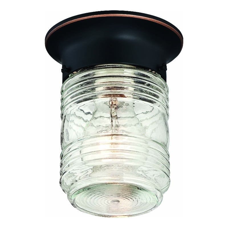 Afuera Living Jelly Jar Ceiling Light with Ribbed Glass in Oil-Rubbed Bronze