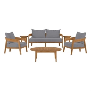 Afuera Living 6-Piece Teak Wood Patio Set in Natural/Gray