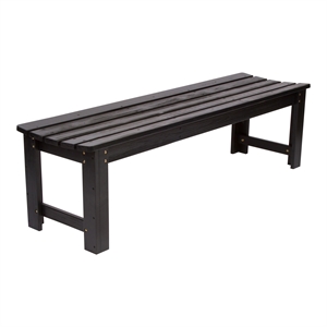 Afuera Living 60-In Cedar Wood Backless Garden Bench in Black Finish