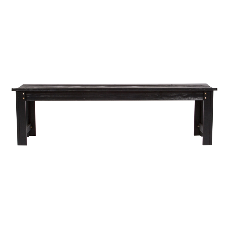 Afuera Living 60-In Cedar Wood Backless Garden Bench in Black Finish