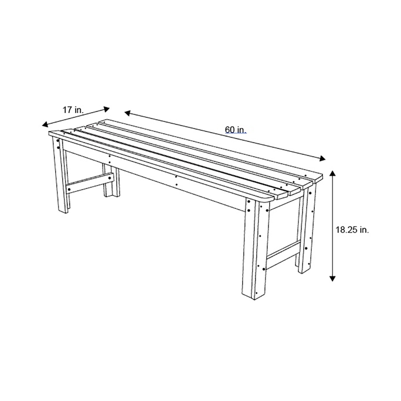 Afuera Living 60-In Cedar Wood Backless Garden Bench in Black Finish