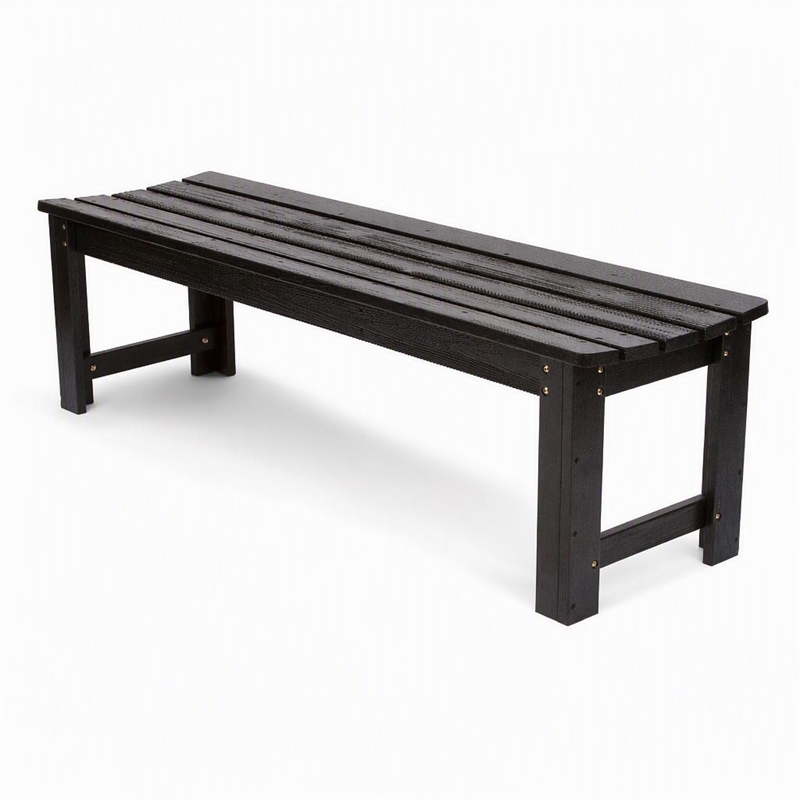 Afuera Living 60-In Cedar Wood Backless Garden Bench in Black Finish