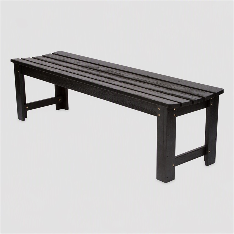 Afuera Living 60-In Cedar Wood Backless Garden Bench in Black Finish
