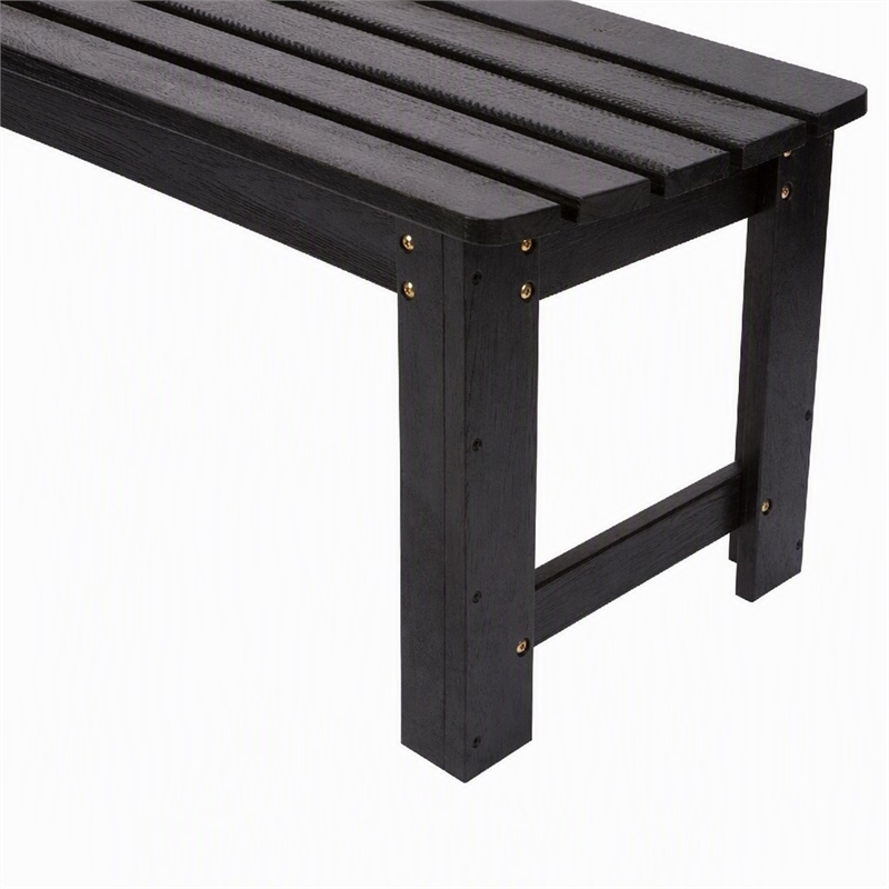 Afuera Living 60-In Cedar Wood Backless Garden Bench in Black Finish