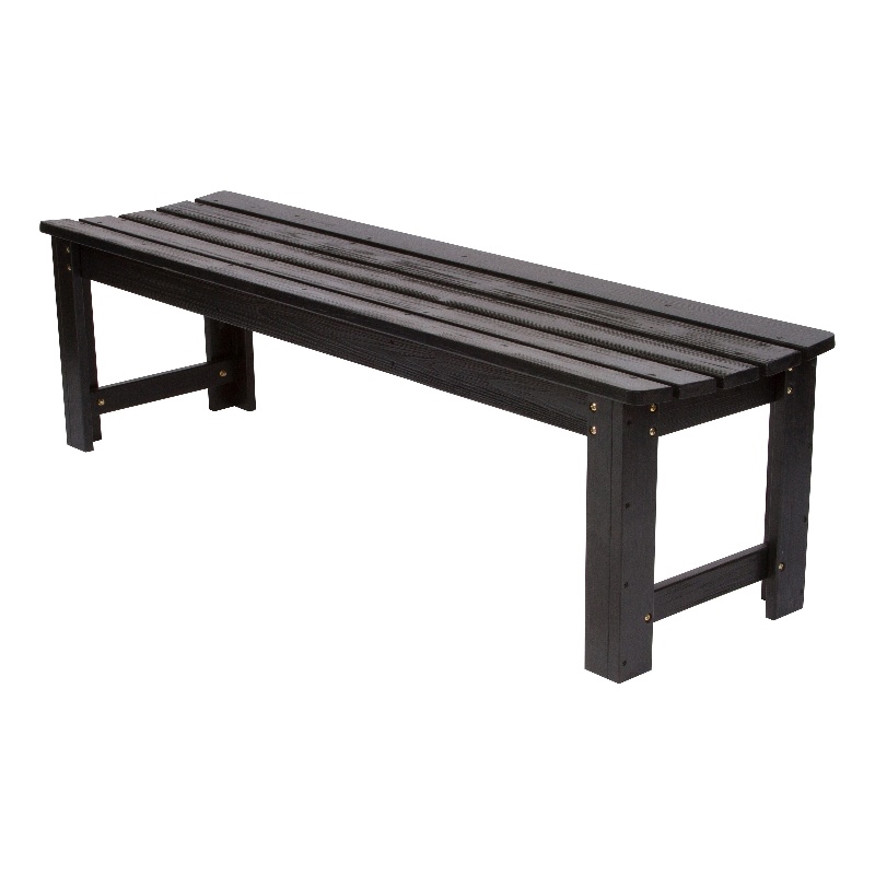 Afuera Living 60-In Cedar Wood Backless Garden Bench in Black Finish