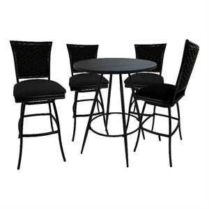 Afuera Living Erin 5-Piece Indoor/Outdoor Fabric Pub Set in Black Finish