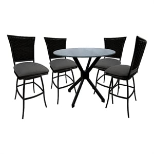 Afuera Living Erin 5-Piece Fabric Indoor/Outdoor Pub Set in Dark Gray Finish