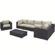 Afuera Living 7-Piece Aluminum Rattan Patio Sectional Set in Espresso Beige