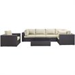 Afuera Living 7-Piece Aluminum Rattan Patio Sectional Set in Espresso Beige