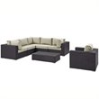 Afuera Living 7-Piece Aluminum Rattan Patio Sectional Set in Espresso Beige