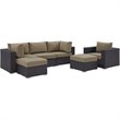 Afuera Living 6-Piece Aluminum Rattan Patio Sectional Set in Espresso Mocha