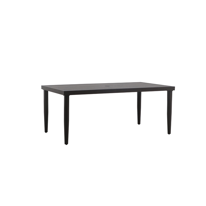 Afuera Living Aluminum Patio Dining Table with Slatted Top in Brown Finish