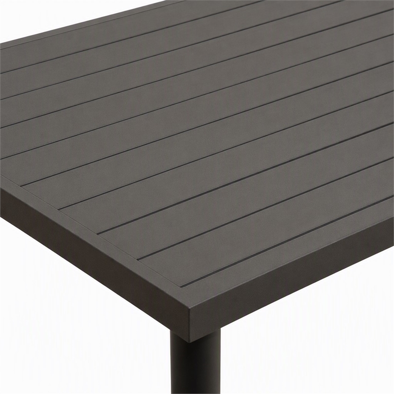 Afuera Living Aluminum Patio Dining Table with Slatted Top in Brown Finish