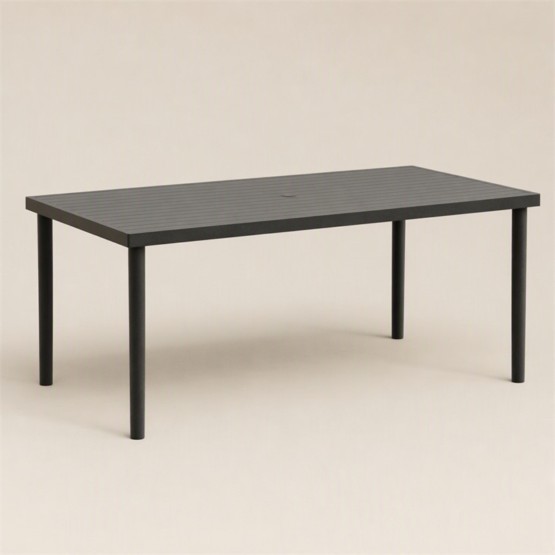 Afuera Living Aluminum Patio Dining Table with Slatted Top in Brown Finish