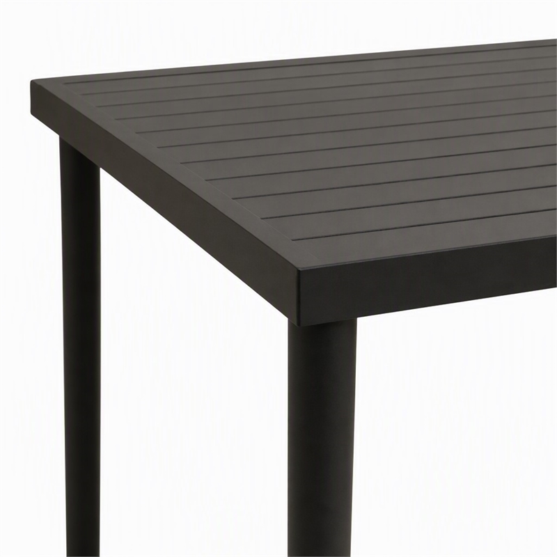 Afuera Living Aluminum Patio Dining Table with Slatted Top in Brown Finish
