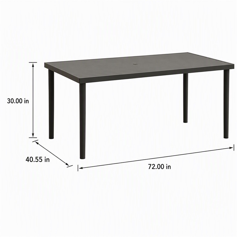 Afuera Living Aluminum Patio Dining Table with Slatted Top in Brown Finish
