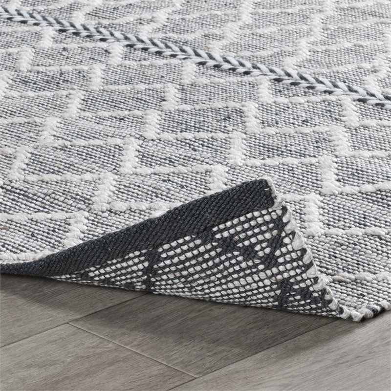 Afuera Living Lattice Polyester Fabric Accent Rug in Gray/Ivory 60 x 96