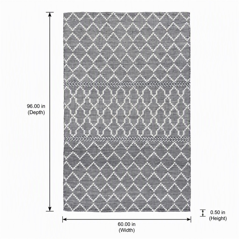 Afuera Living Lattice Polyester Fabric Accent Rug in Gray/Ivory 60 x 96