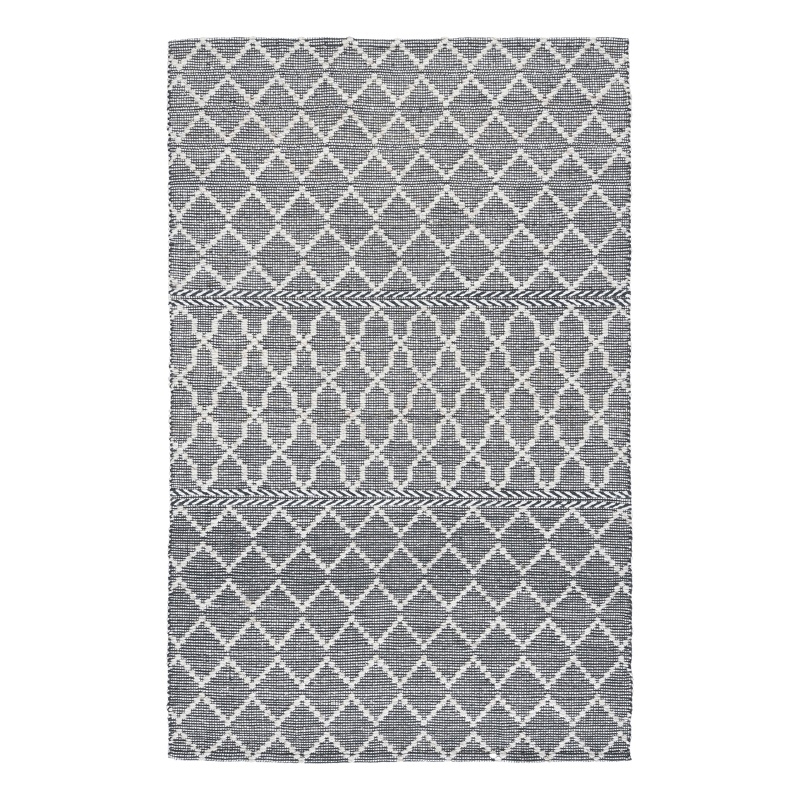 Afuera Living Lattice Polyester Fabric Accent Rug in Gray/Ivory 60 x 96