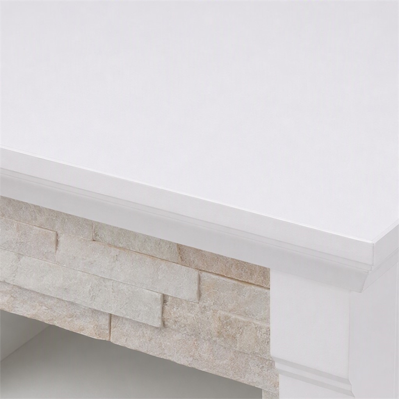 Afuera Living Gallatin Engineered Wood Smart Fireplace with Bookcases in White