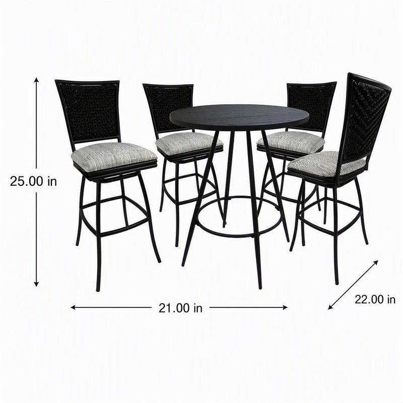 Afuera Living Erin 5-Piece Outdoor Fabric Pub Set with Multi-Color Finish