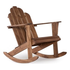 Afuera Living Solid Acacia Wood Outdoor Rocker in Acorn Brown Stain