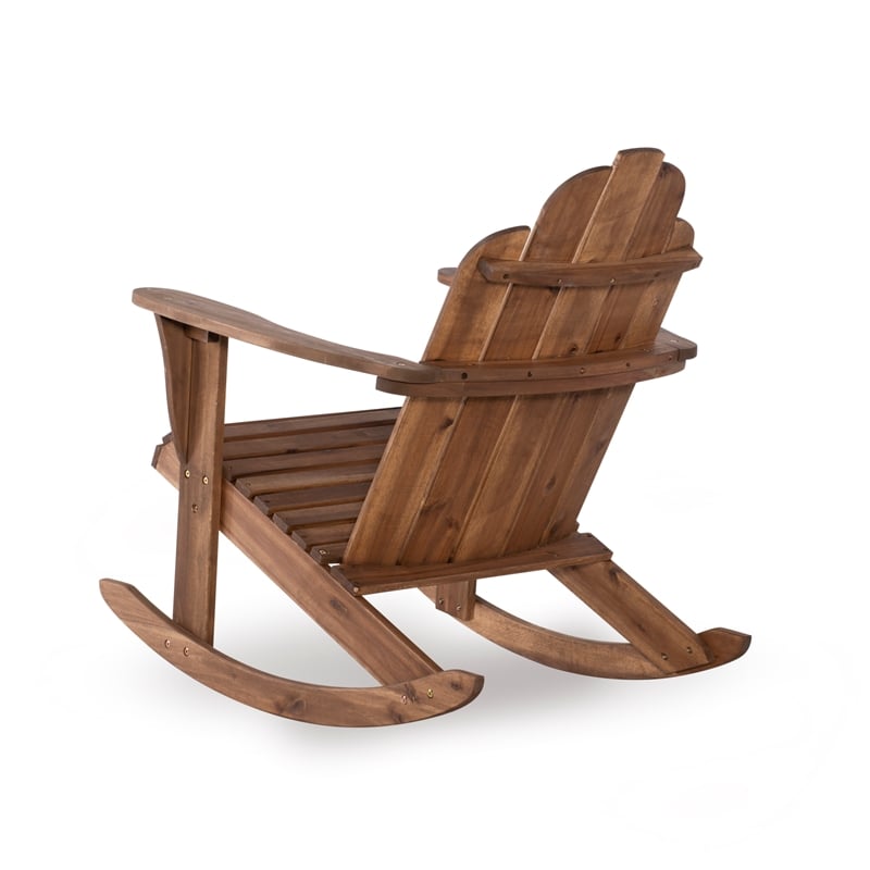 Afuera Living Solid Acacia Wood Outdoor Rocker in Acorn Brown Stain