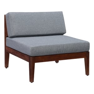 Afuera Living Outdoor Middle Chair Acacia Wood with Gray Cushions in Walnut