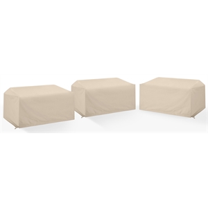 Afuera Living 3-Piece Vinyl Outdoor Loveseat Cover Set in Tan