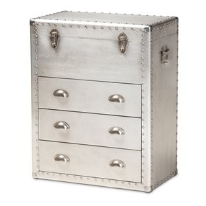 Afuera Living Serge Silver Metal 3-Drawer Storage Chest