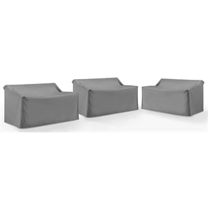Afuera Living Reinforced Vinyl Outdoor Loveseat Covers in Gray (Set of 3)