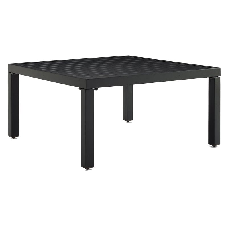 Afuera Living Matte Black Outdoor Metal Coffee Table with Slatted Top
