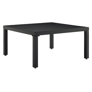 Afuera Living Matte Black Outdoor Metal Coffee Table with Slatted Top