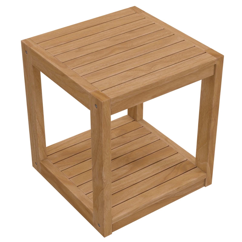 Afuera Living Teak Wood Patio Side Table in Natural Finish