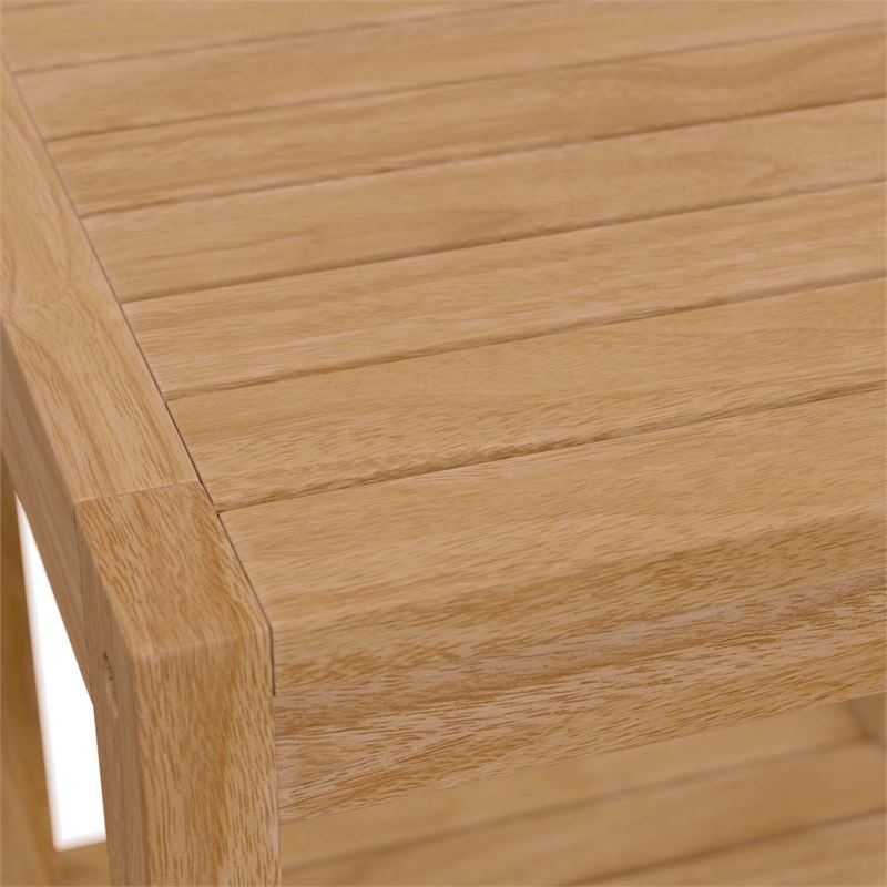 Afuera Living Teak Wood Patio Side Table in Natural Finish